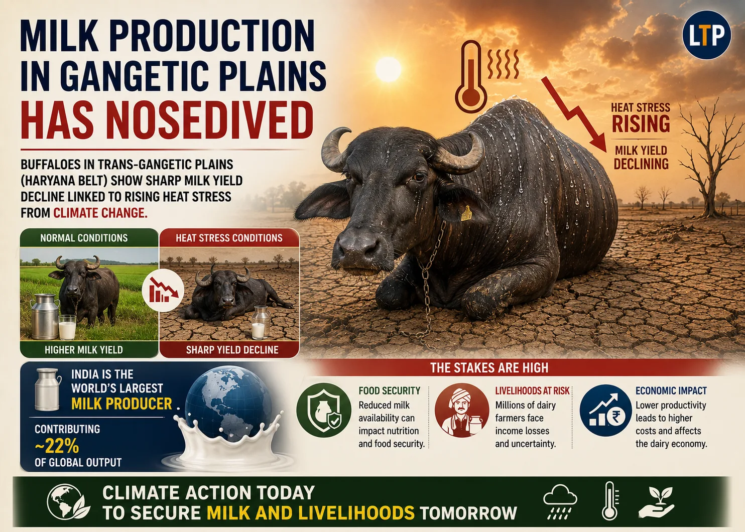 Milk production in Gangetic plains has nosedived due to climate change