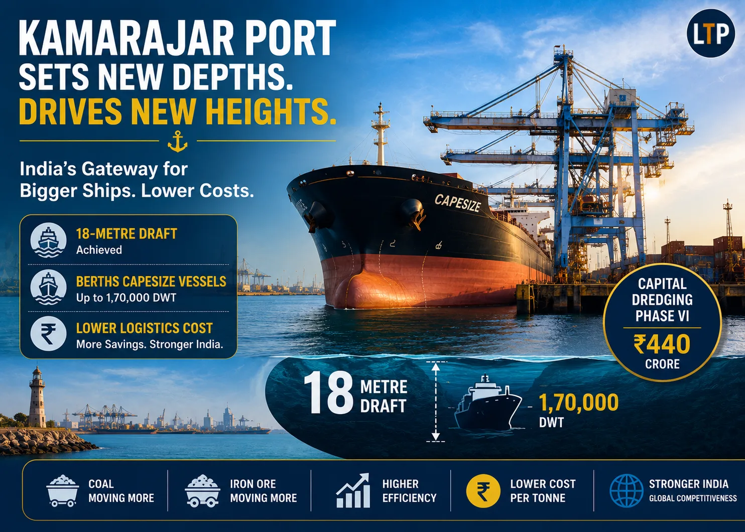 Kamarajar Port Becomes India's Second Major Port with 18-Metre Draft Capability, Boosting India’s Maritime Competitiveness